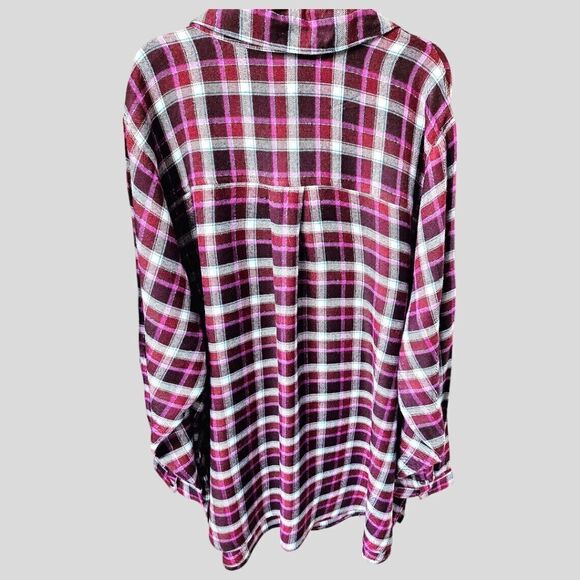 LANE BRYANT Plus Size Long sleeve Shimmery Plaid Top With Tie Front Closure. - Picture 12 of 14